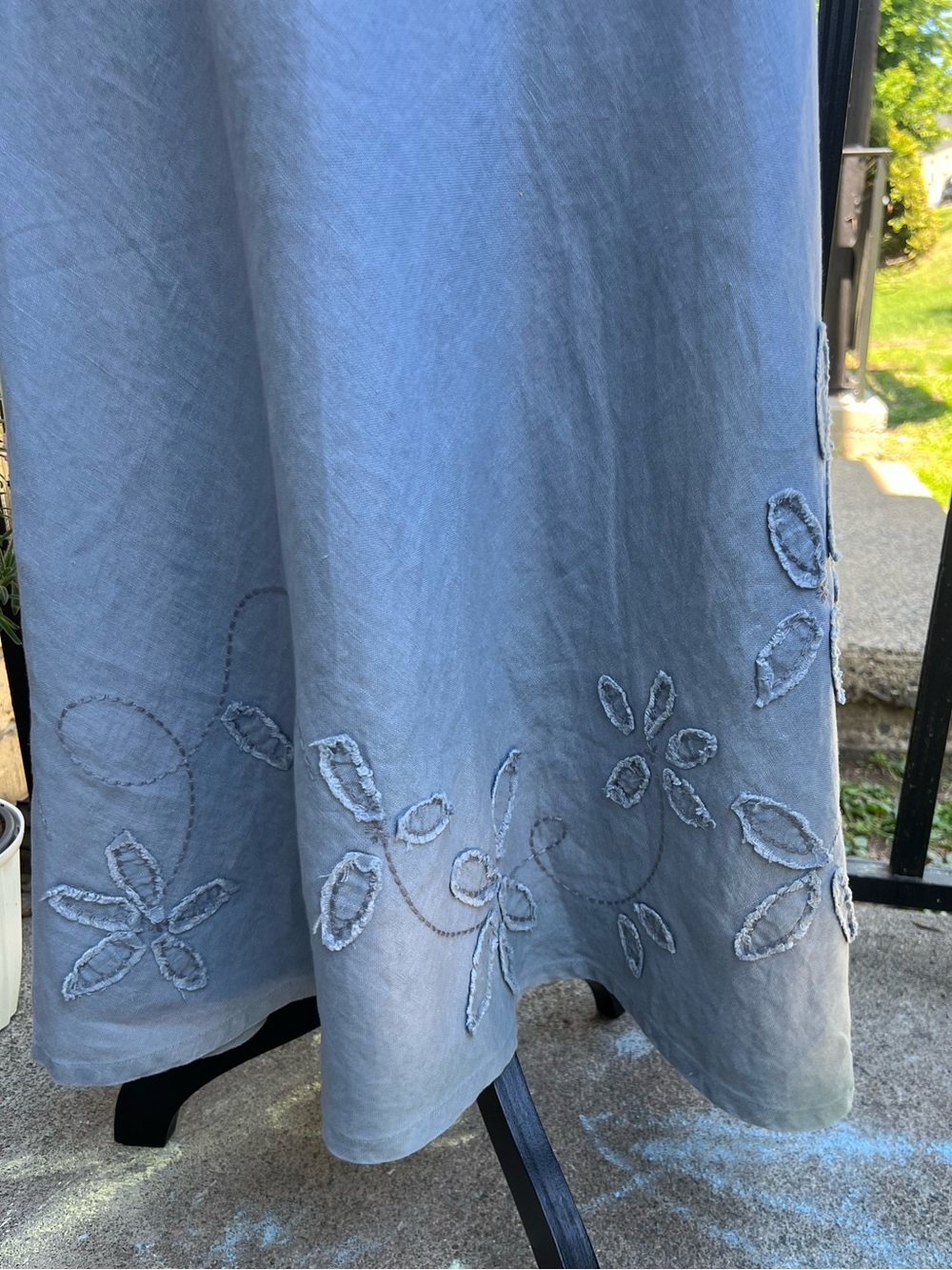 J. Jill Sky Blue Linen-Blend Embroidered Maxi Skirt - Picture 11 of 16